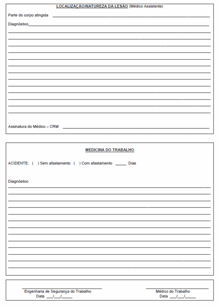 Ficha para comunicação de acidente em serviço no IFTM